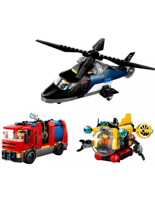 LEGO City Hélicoptère, camion de pompiers et sous-marin modulable 60462