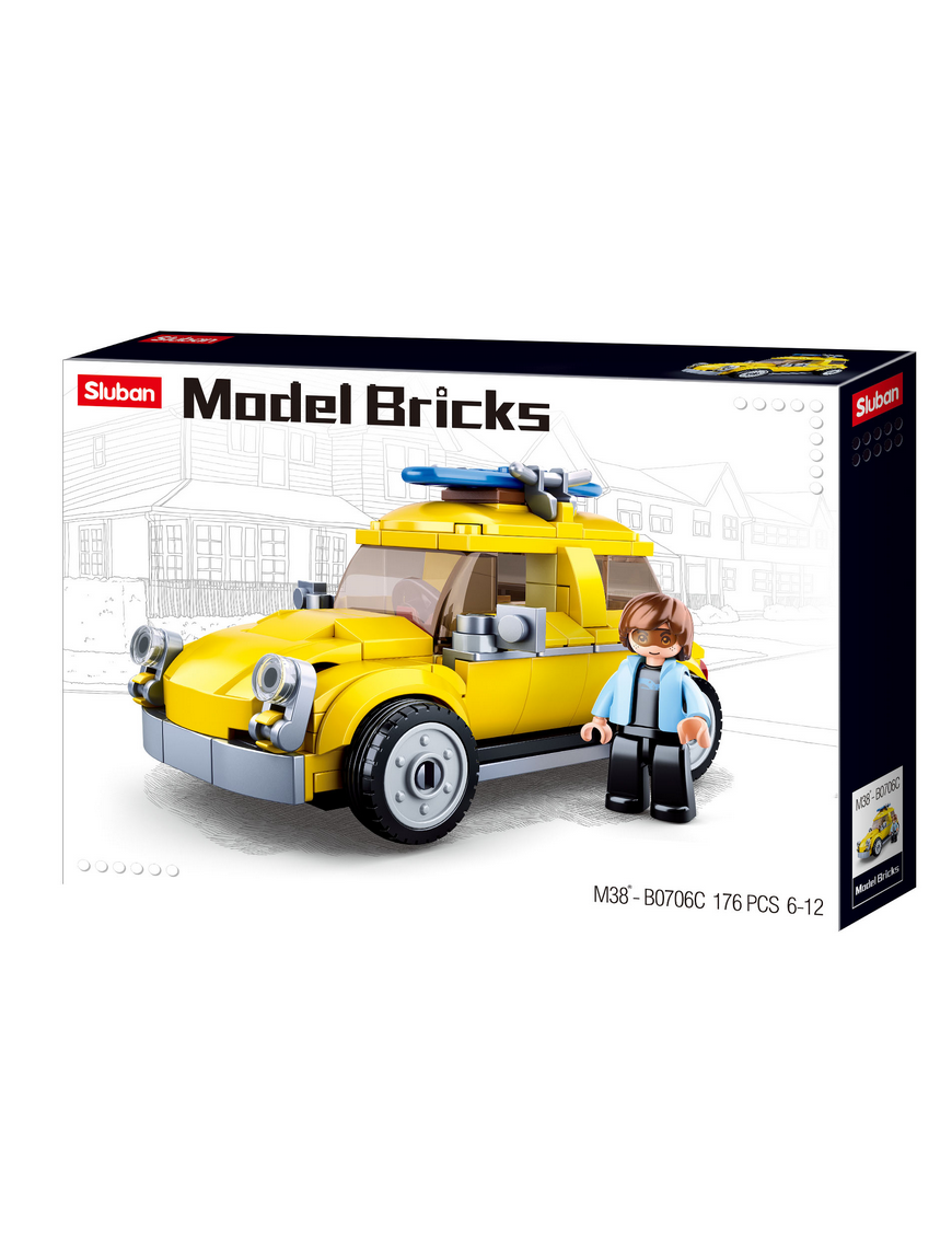 Model Bricks - Mini voiture Allemande Jaune SLUBAN